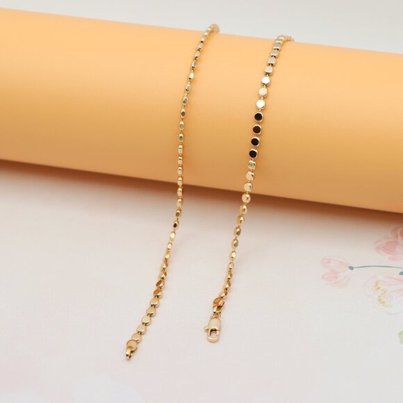 "Flat Disc Rose Gold Necklace Chic Reflective Shine, XPNL0136 - Picture 12 of 12